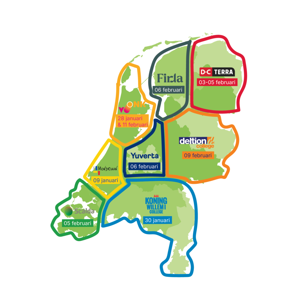 een kaart van alle Skills Talents regio's